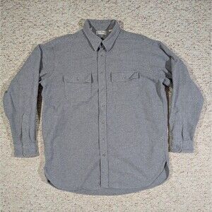 LL Bean Shirt Mens Tall 17.5 Gray Chamois Cotton Button Up Long Sleeve VTG USA